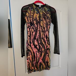 AWISH sequined short dress with keyhole back